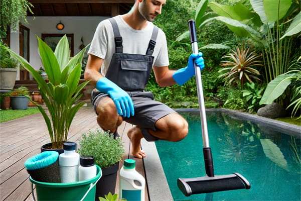 Cleaning the swimming pool